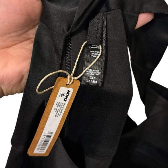 New Skims Black Sand Washed Cut Out Silk Strappy Slip Maxi Dress Size XS - Picture 6 of 6